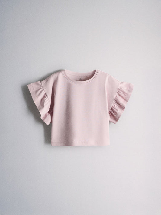 Dsiney Kidz - The Set 4 Pack Frill Sleeve Cotton T-Shirts Pink/Cream/Purple image 2