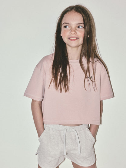 Dsiney Kidz - The Set 5 Pack Cropped Oversized T-Shirt with Embroidered Motif Pink/Purple/White image 4