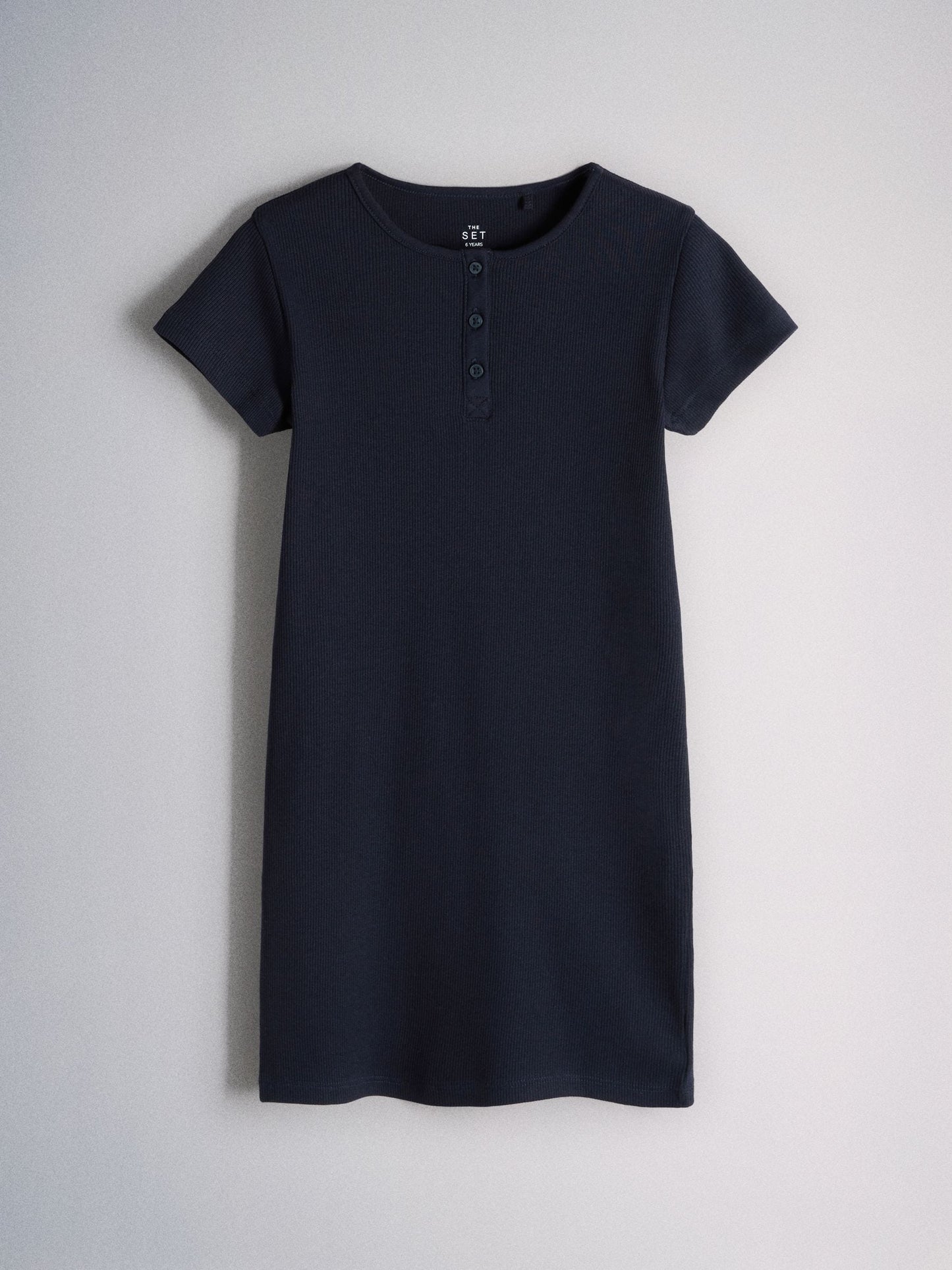 The Set 3 Pack Short Sleeve Rib Henley Dresses Blue/Grey/Stripe image 10