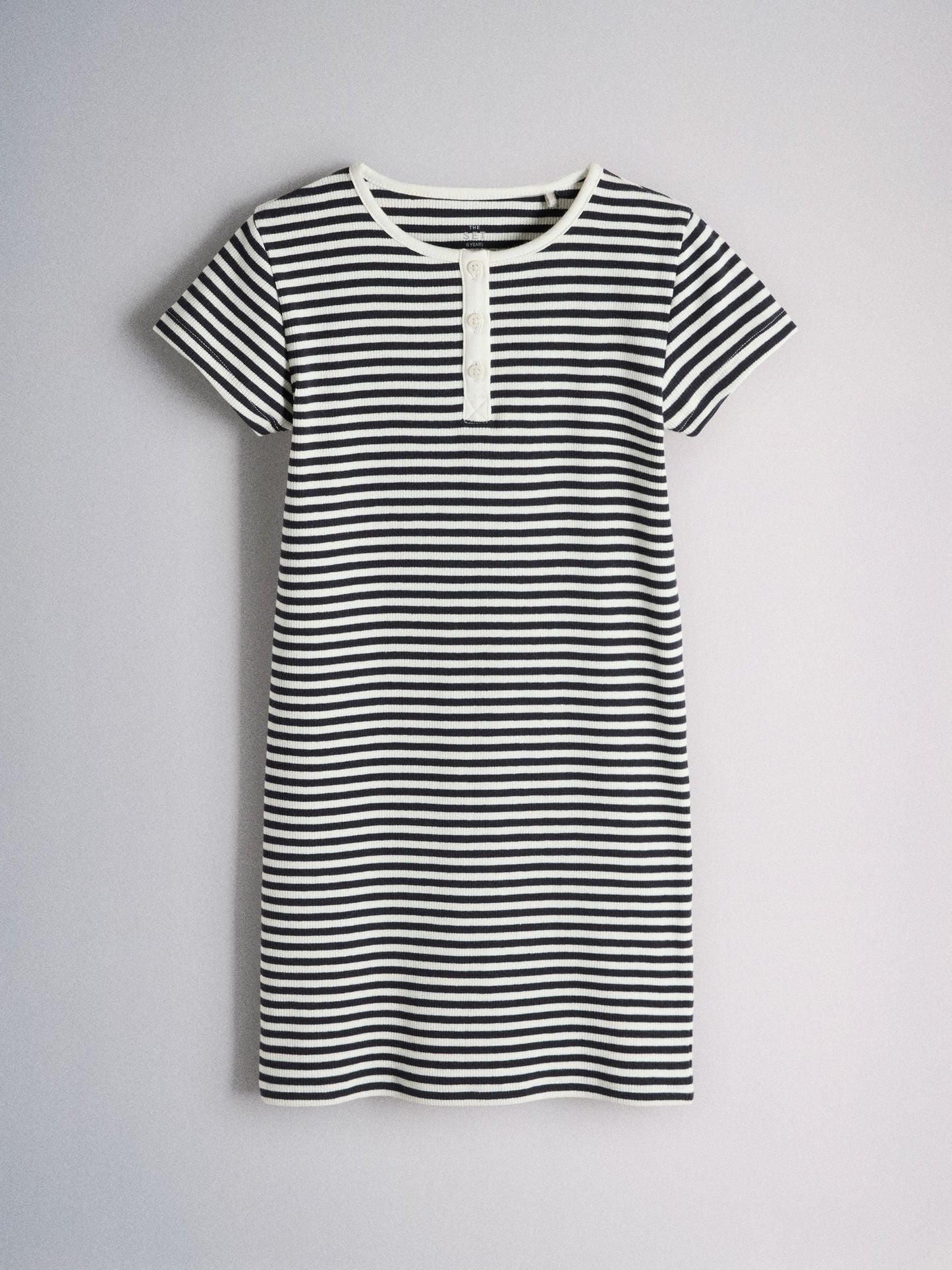 The Set 3 Pack Short Sleeve Rib Henley Dresses Blue/Grey/Stripe image 9