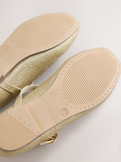 Gold Glitter Wide Fit (G) Mary Jane Occasion Shoes image 5