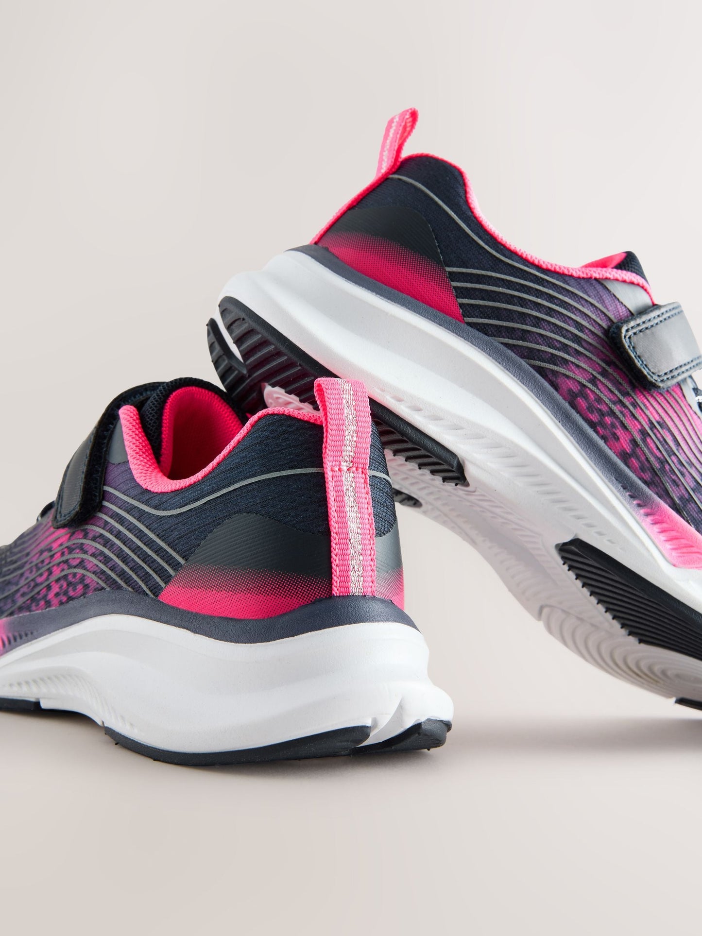 Navy/Pink Wide Fit (G) Elastic Lace-Up Trainers image 5