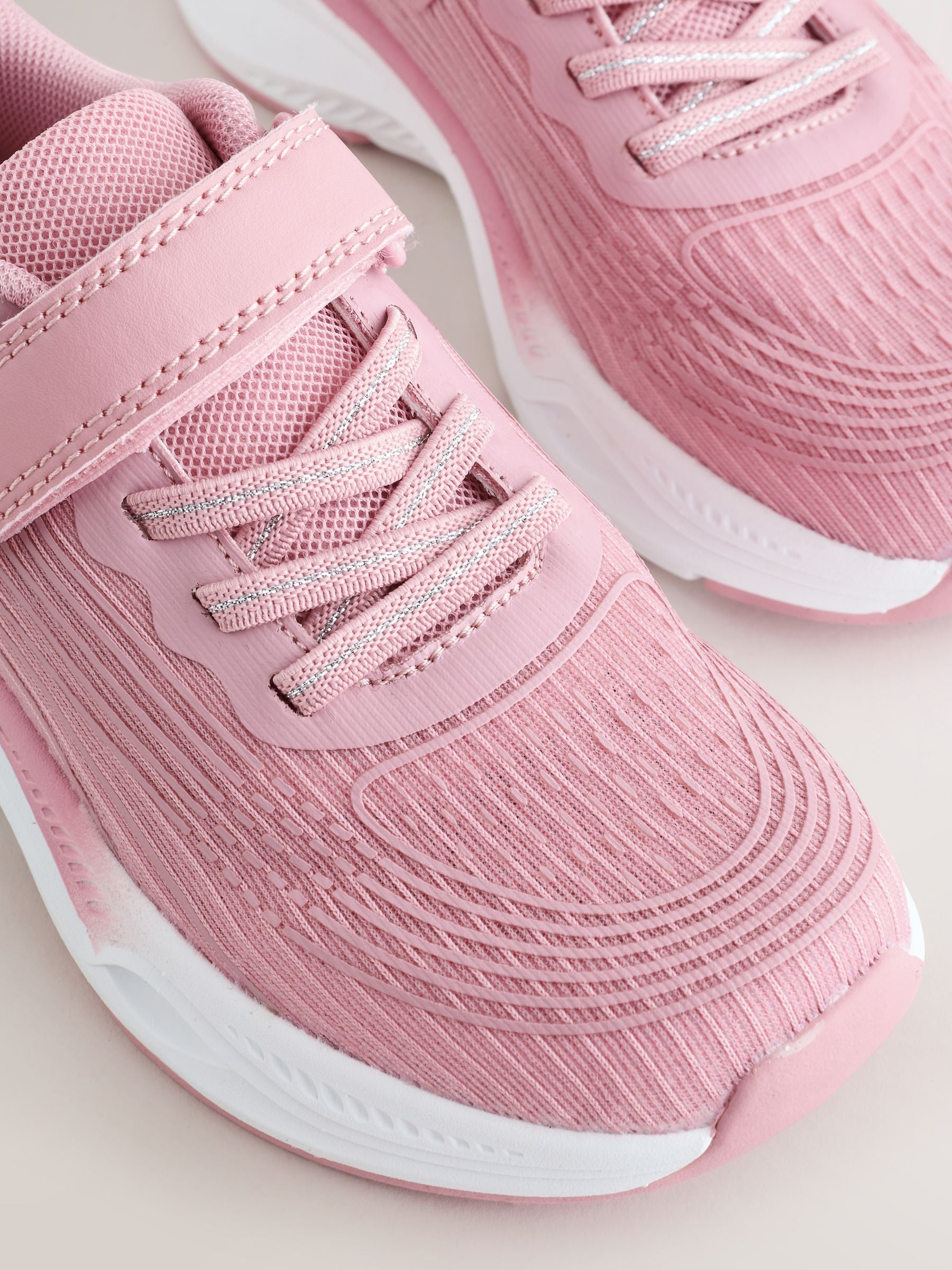 Pink Wide Fit (G) Elastic Lace-Up Trainers image 4