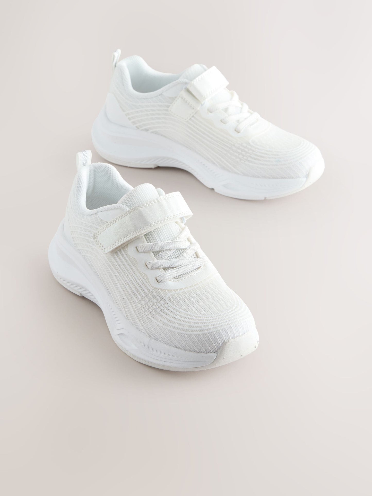 White Wide Fit (G) Elastic Lace-Up Trainers image 1