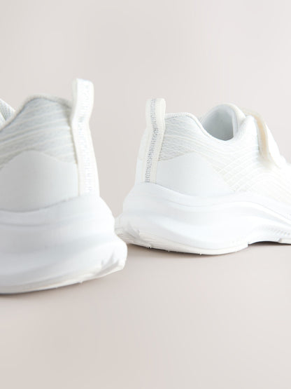 White Wide Fit (G) Elastic Lace-Up Trainers image 5