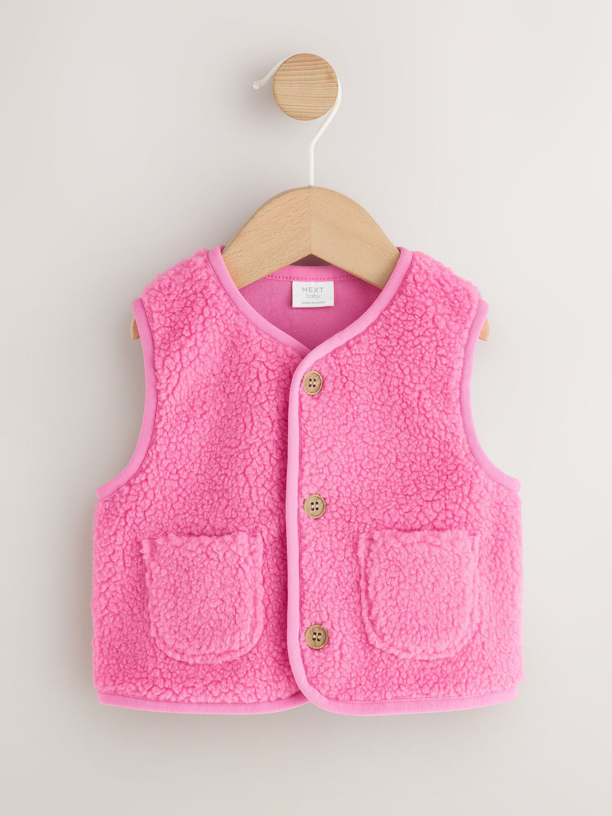 Pink Borg Baby Gilet Jacket (0mths-2yrs) - image 1