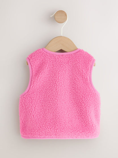 Pink Borg Baby Gilet Jacket (0mths-2yrs) - image 2