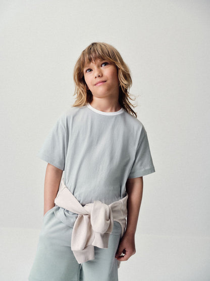 Dsiney Kidz - The Set 6 Piece Jersey Crew Short Sleeve Oversized T-Shirt and Shorts Set Green/White/Brown image 7