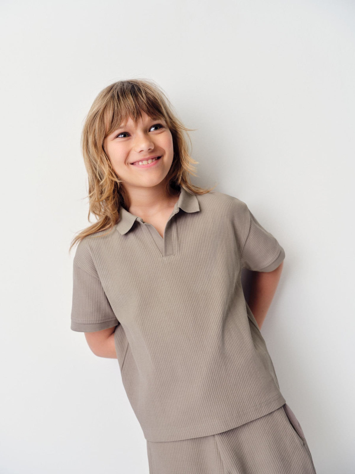 Dsiney Kidz - The Set 2 Pack Jersey Rib Short Sleeve Crew T-Shirt, Trophy Neck and Short Set Brown/Cream image 5