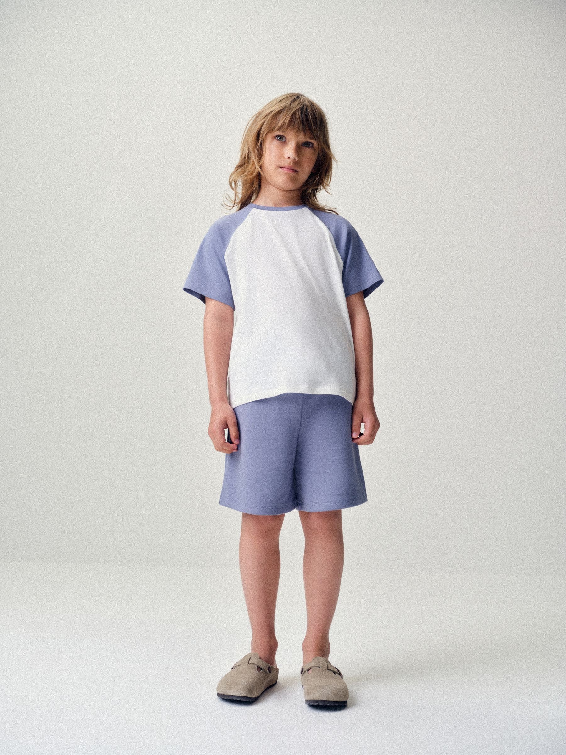 Dsiney Kidz - The Set 8 Piece Jersey Zip Through Hoody Crew Joggers Shorts and Short Sleeve Oversized T-Shirt Set Blue/Navy/White image 2