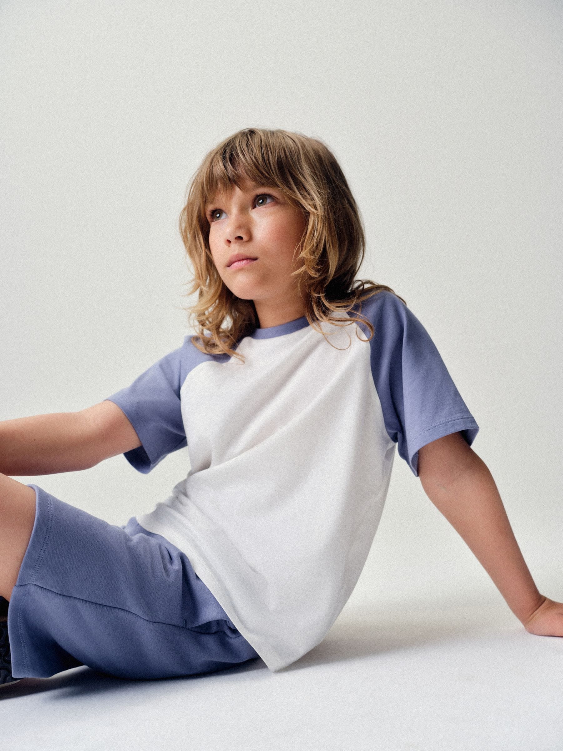 Dsiney Kidz - The Set 8 Piece Jersey Zip Through Hoody Crew Joggers Shorts and Short Sleeve Oversized T-Shirt Set Blue/Navy/White image 4