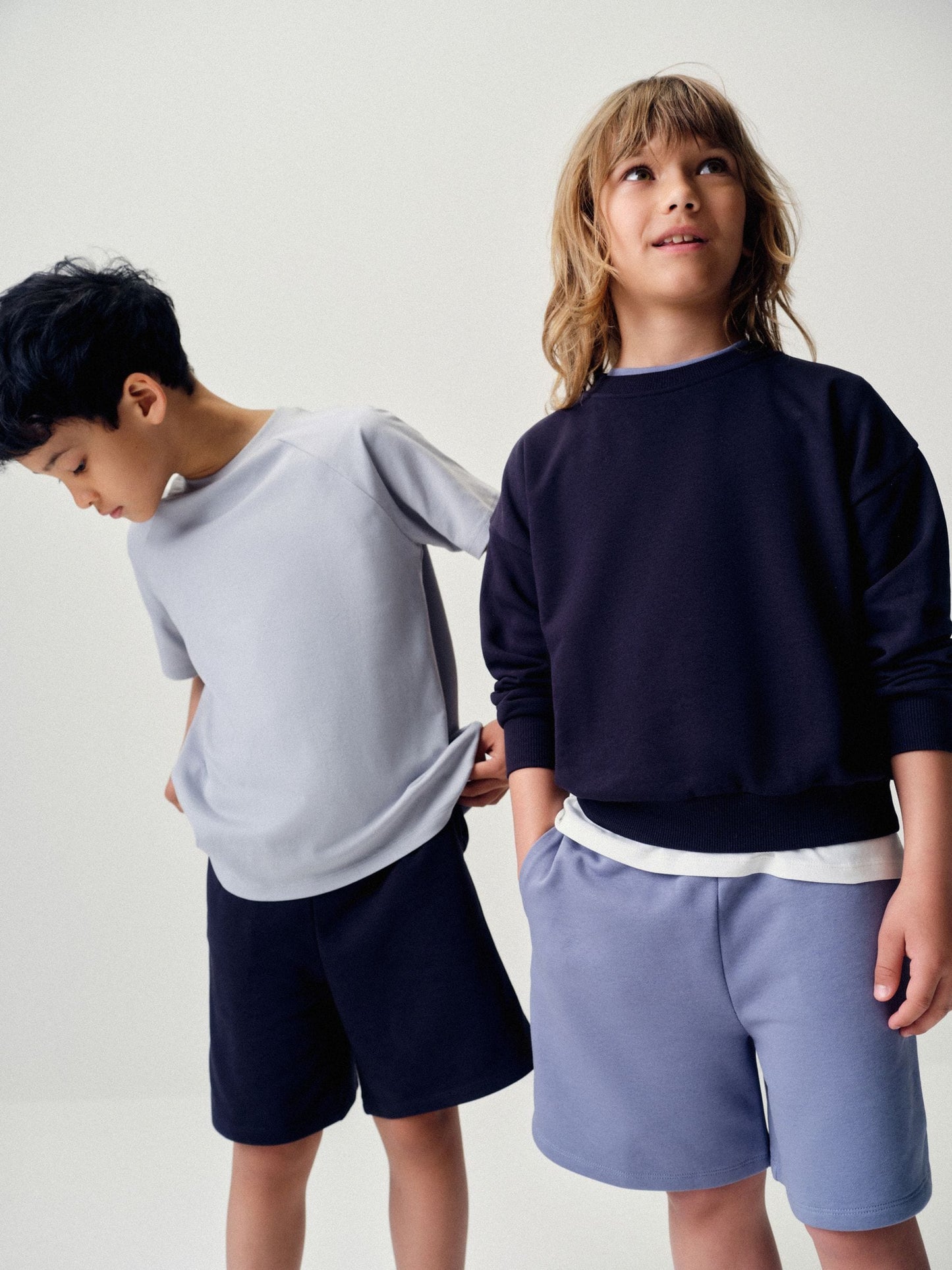 Dsiney Kidz - The Set 8 Piece Jersey Zip Through Hoody Crew Joggers Shorts and Short Sleeve Oversized T-Shirt Set Blue/Navy/White image 9