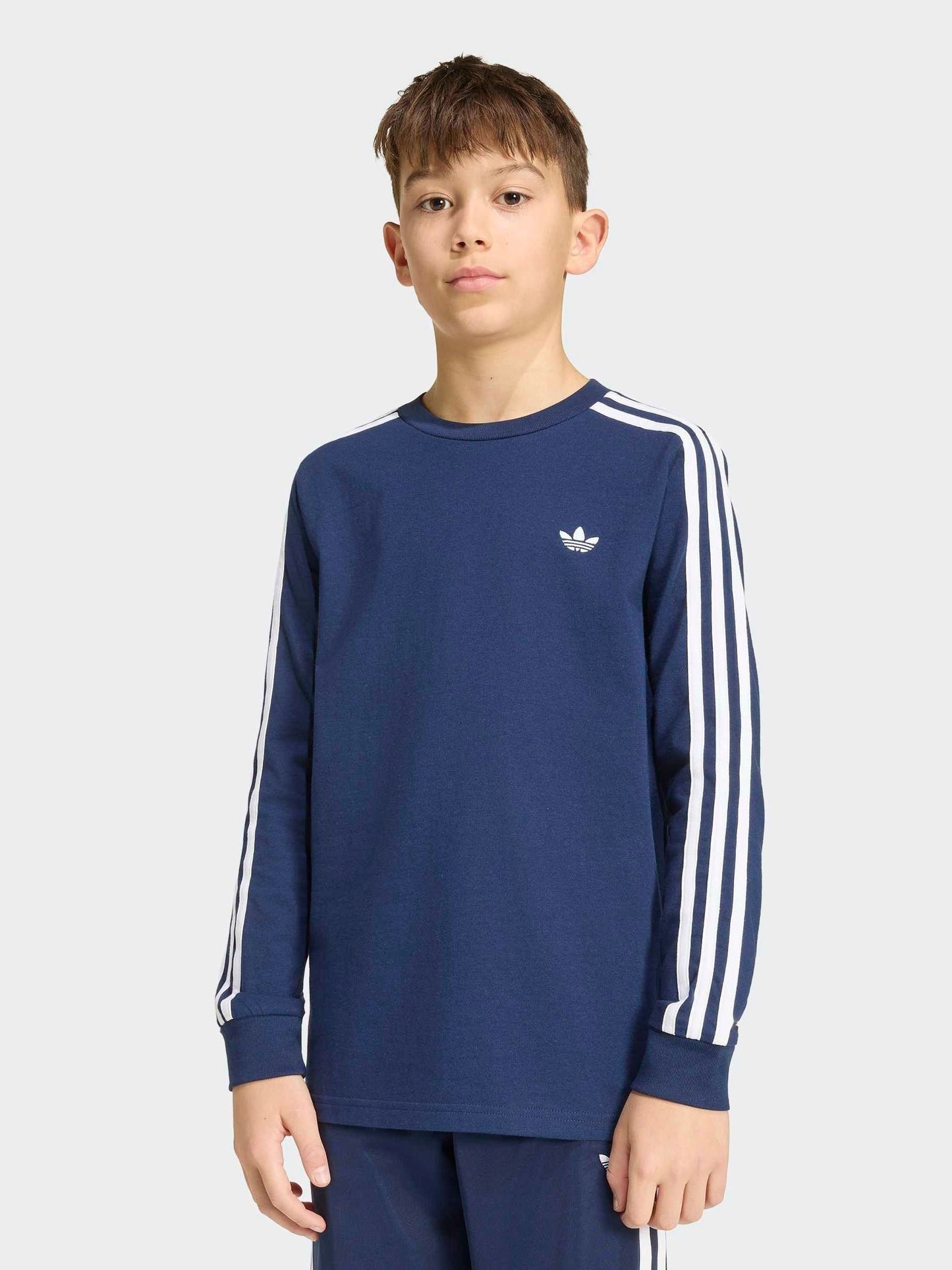 Dsiney Kidz - adidas Originals Blue 3-Stripe Long Sleeve T-Shirt image 1