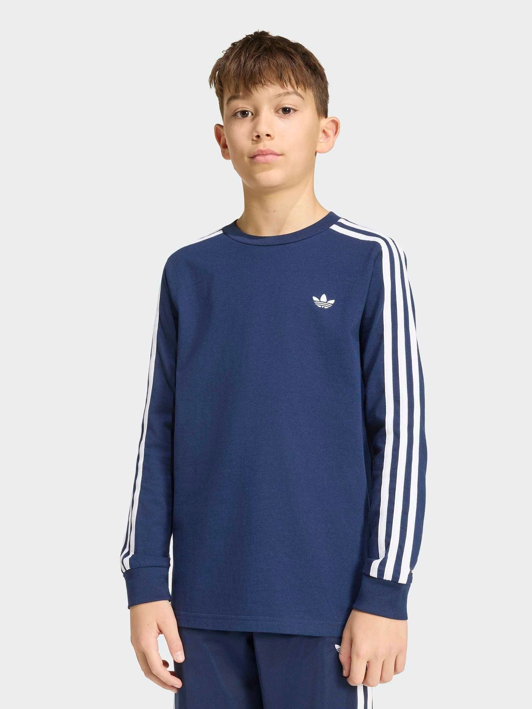 Dsiney Kidz - adidas Originals Blue 3-Stripe Long Sleeve T-Shirt image 1