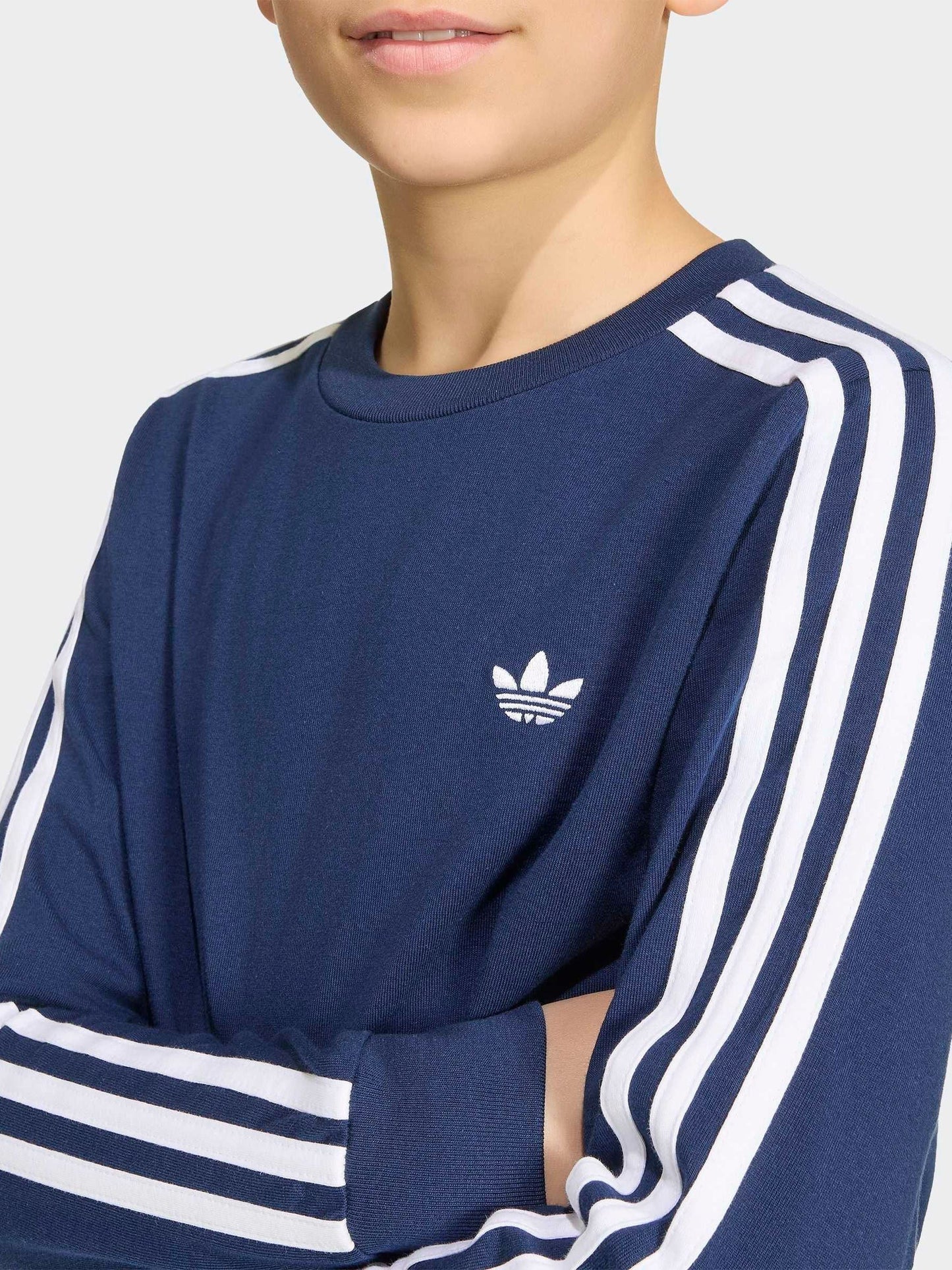 Dsiney Kidz - adidas Originals Blue 3-Stripe Long Sleeve T-Shirt image 5