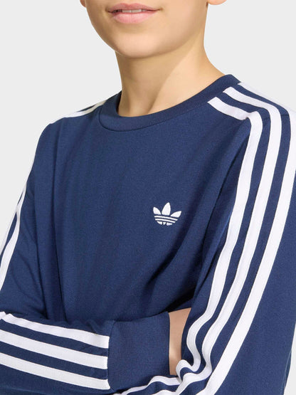 Dsiney Kidz - adidas Originals Blue 3-Stripe Long Sleeve T-Shirt image 5