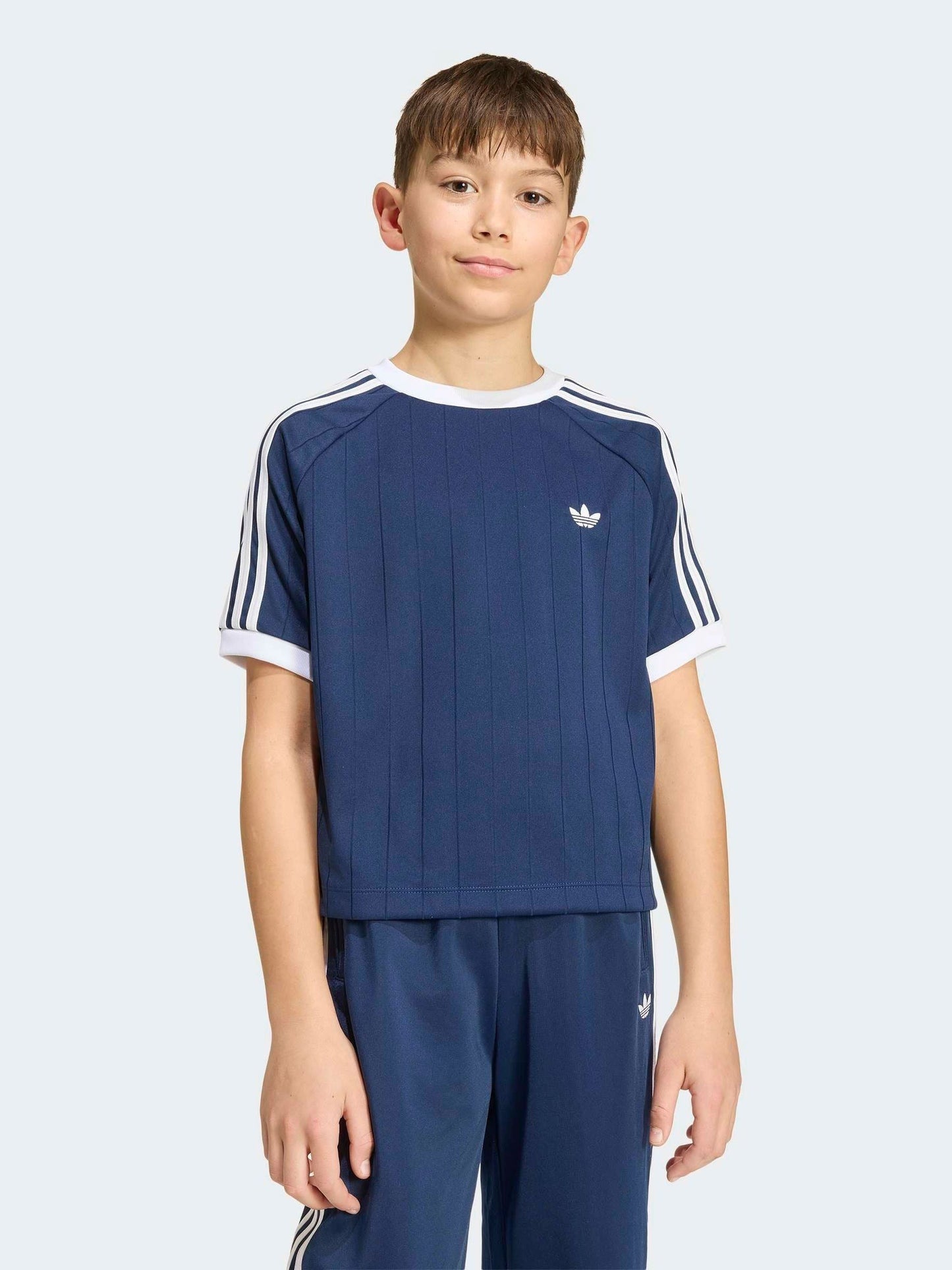 Dsiney Kidz - adidas Originals Blue Pinstripe 3 Stripe T-Shirt image 1