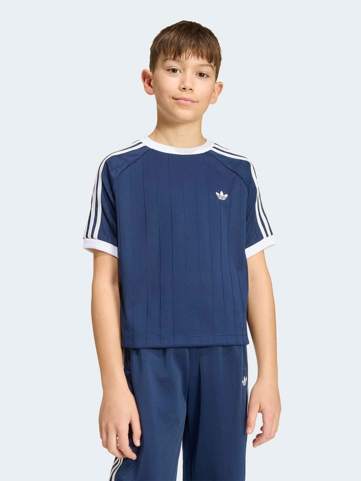 Dsiney Kidz - adidas Originals Blue Pinstripe 3 Stripe T-Shirt image 1