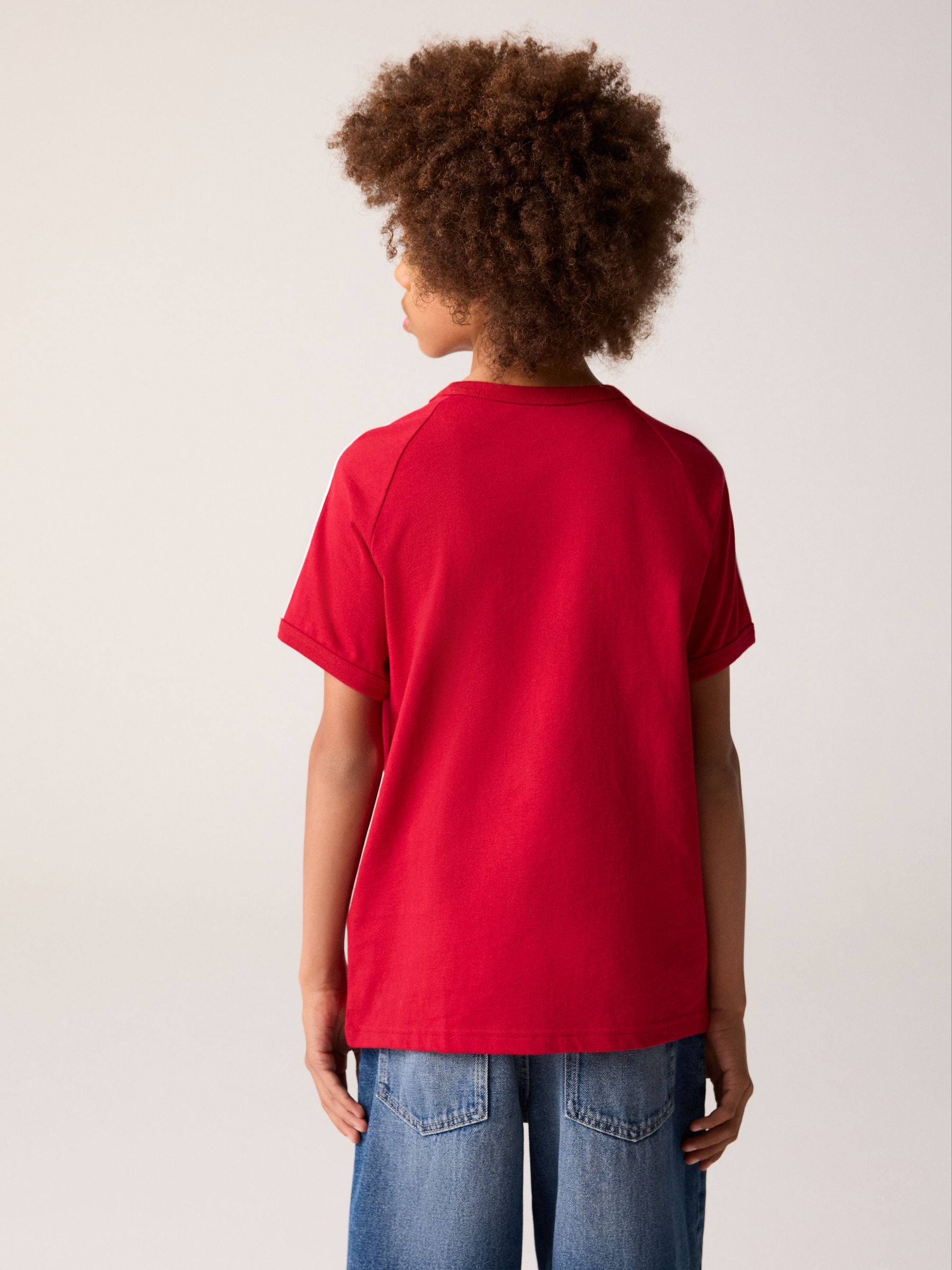 Dsiney Kidz - adidas Originals Red 3 Stripes T-Shirt image 3