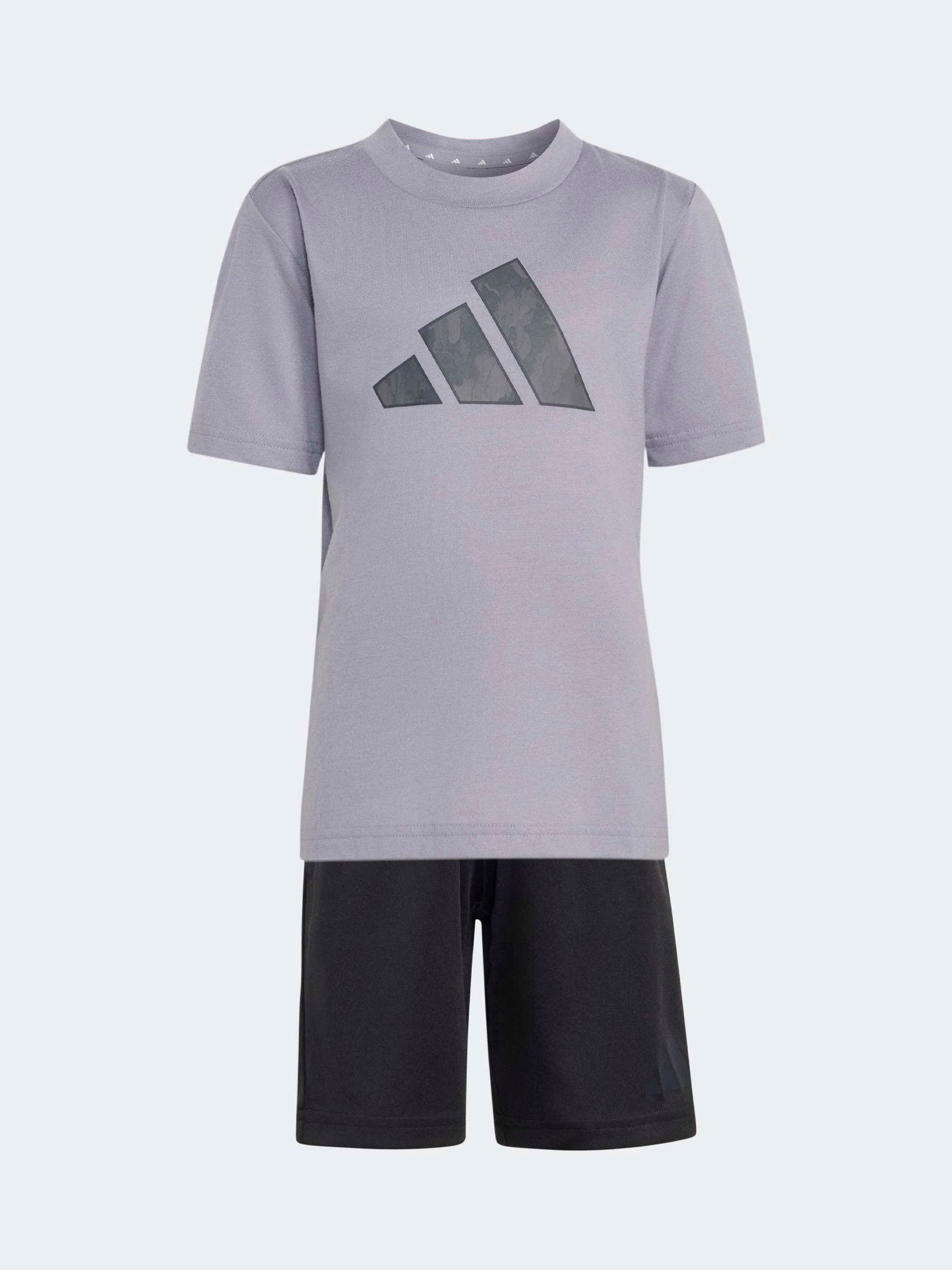 Dsiney Kidz - adidas Purple Camo Logo T-Shirt and Shorts Set image 1