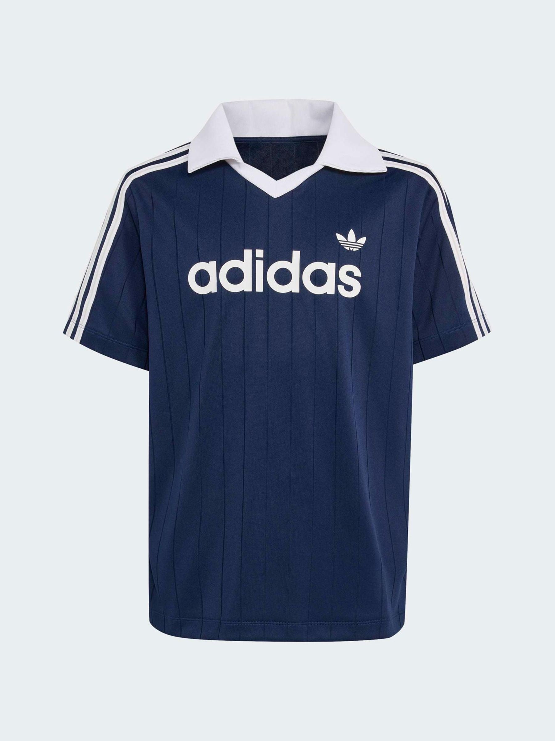 Dsiney Kidz - adidas Originals Blue Loose 3 Stripe Pinstripe Polo Top image 1