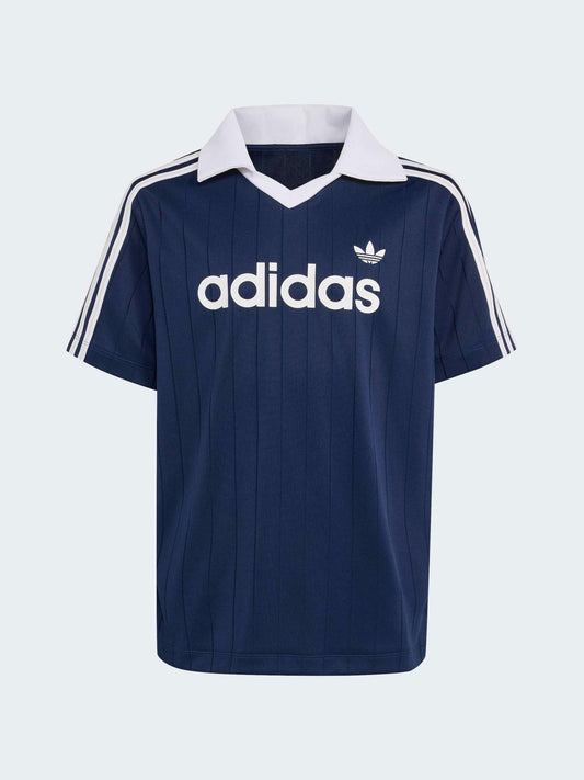 Dsiney Kidz - adidas Originals Blue Loose 3 Stripe Pinstripe Polo Top image 1