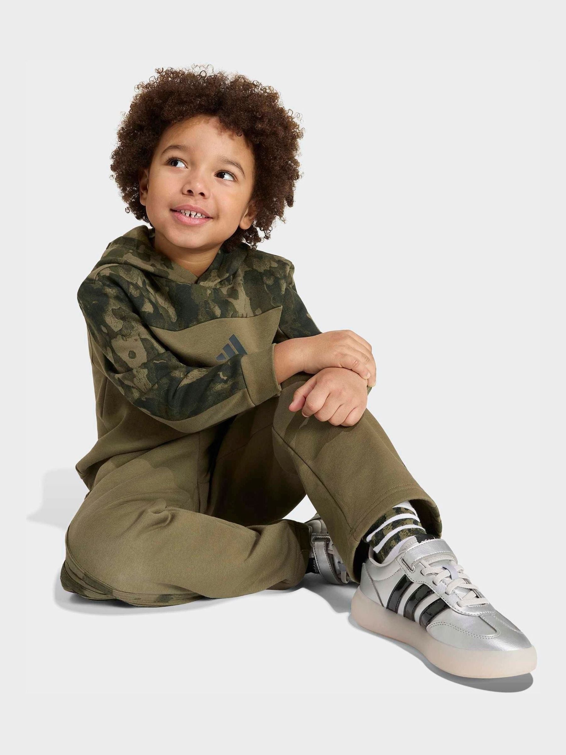 Dsiney Kidz - adidas Green Seasonal Essentials Hooded Joggers Set image 3