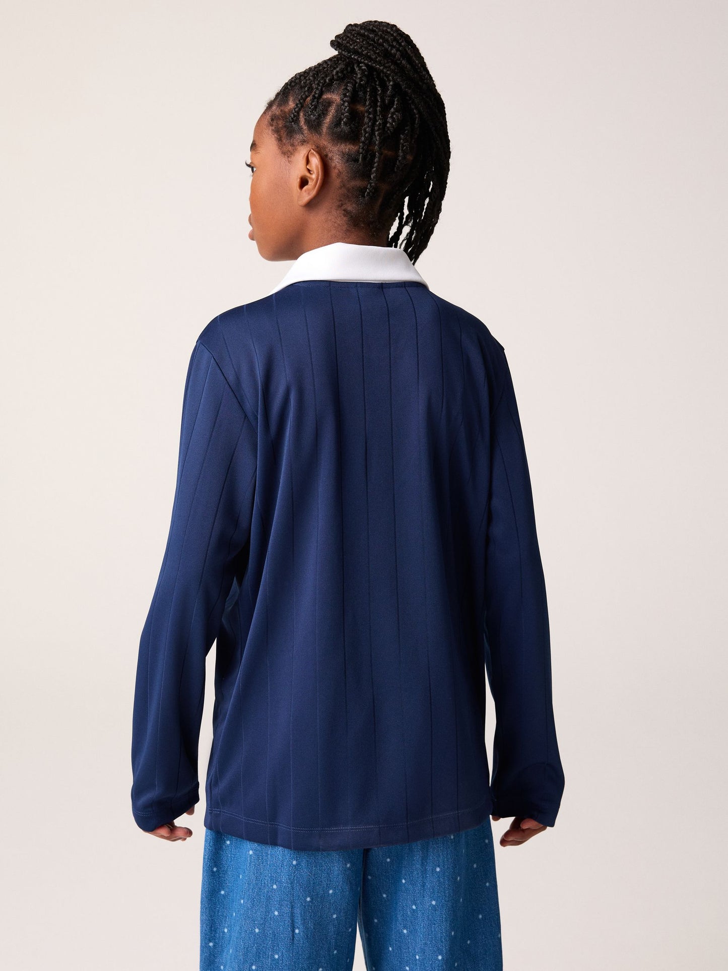 Dsiney Kidz - adidas Originals Blue Long Sleeve Pinstripe Polo Shirt image 3