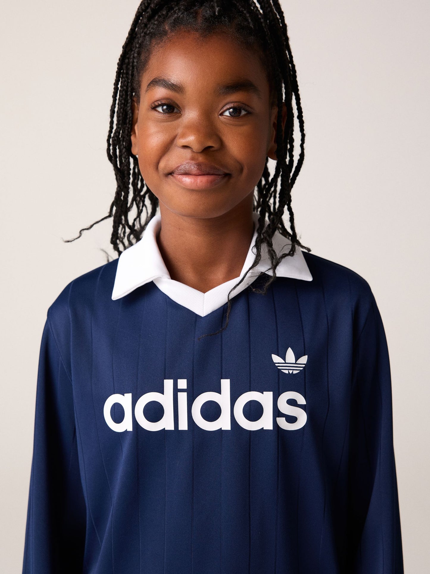 Dsiney Kidz - adidas Originals Blue Long Sleeve Pinstripe Polo Shirt image 4