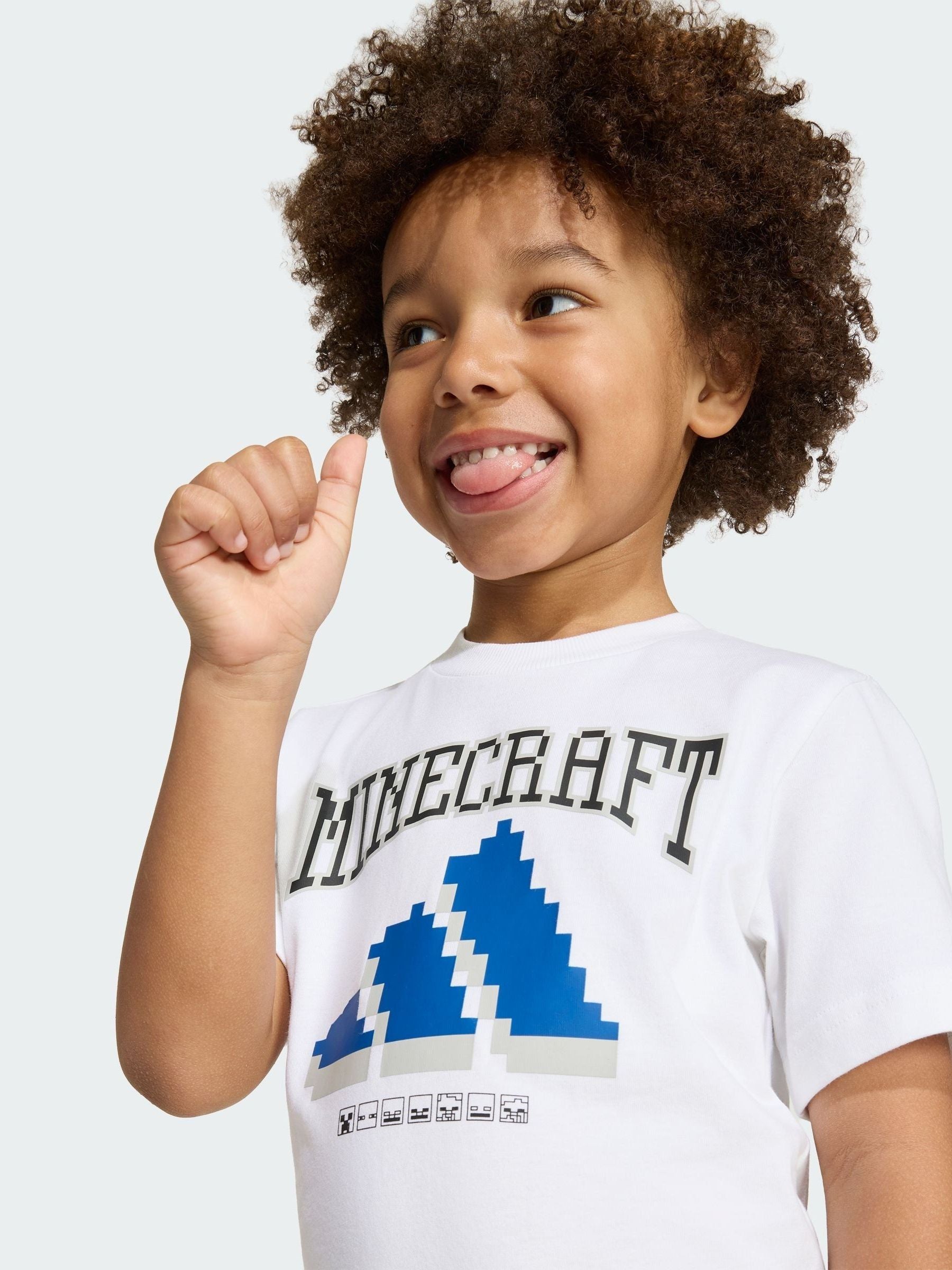 Dsiney Kidz - adidas White Minecraft Little Kids T-Shirt and Shorts Set image 4