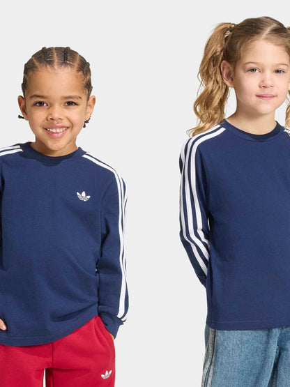 Dsiney Kidz - adidas Originals Blue 3-Stripe Long Sleeve T-Shirt image 1