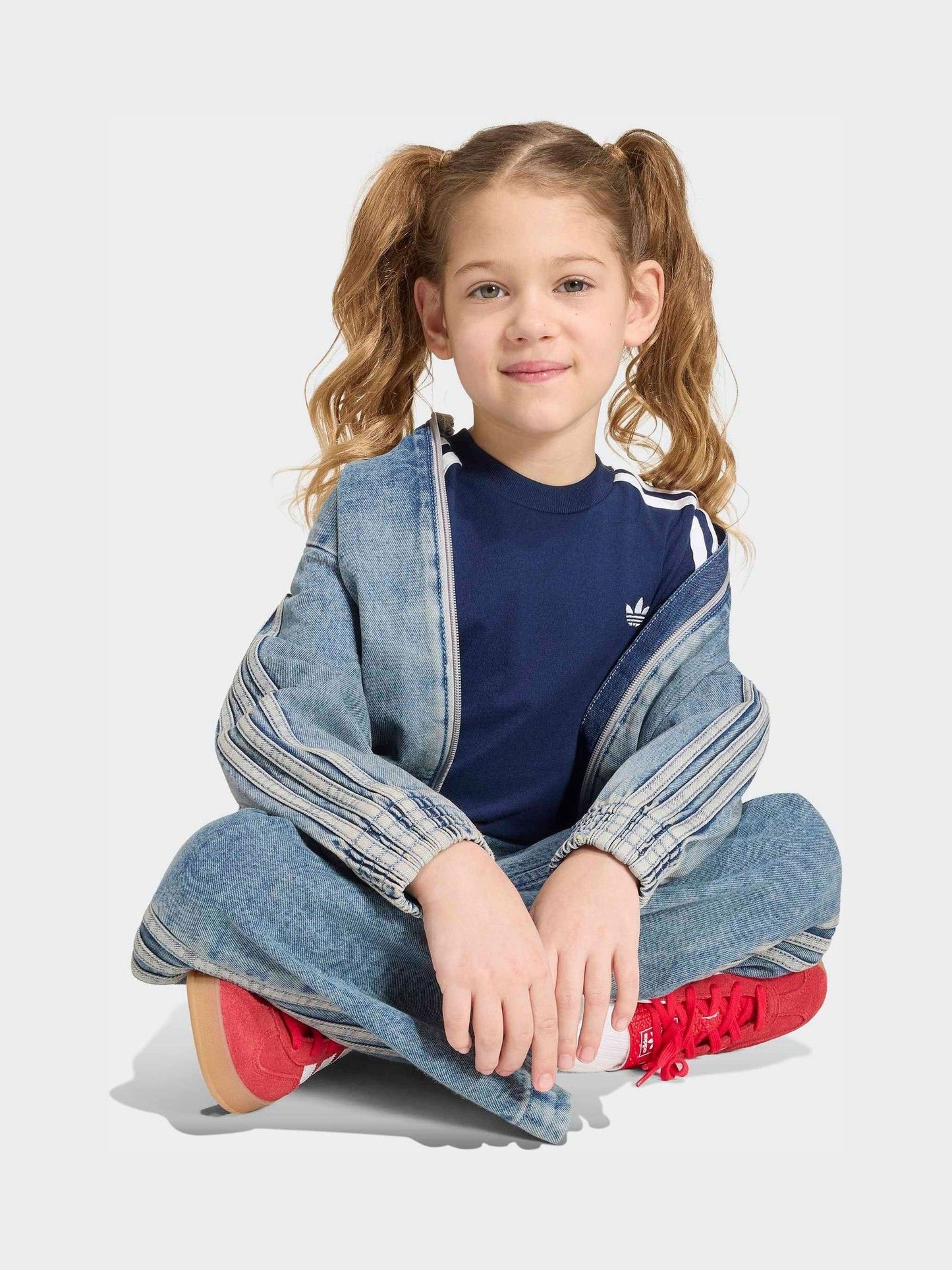 Dsiney Kidz - adidas Originals Blue 3-Stripe Long Sleeve T-Shirt image 3