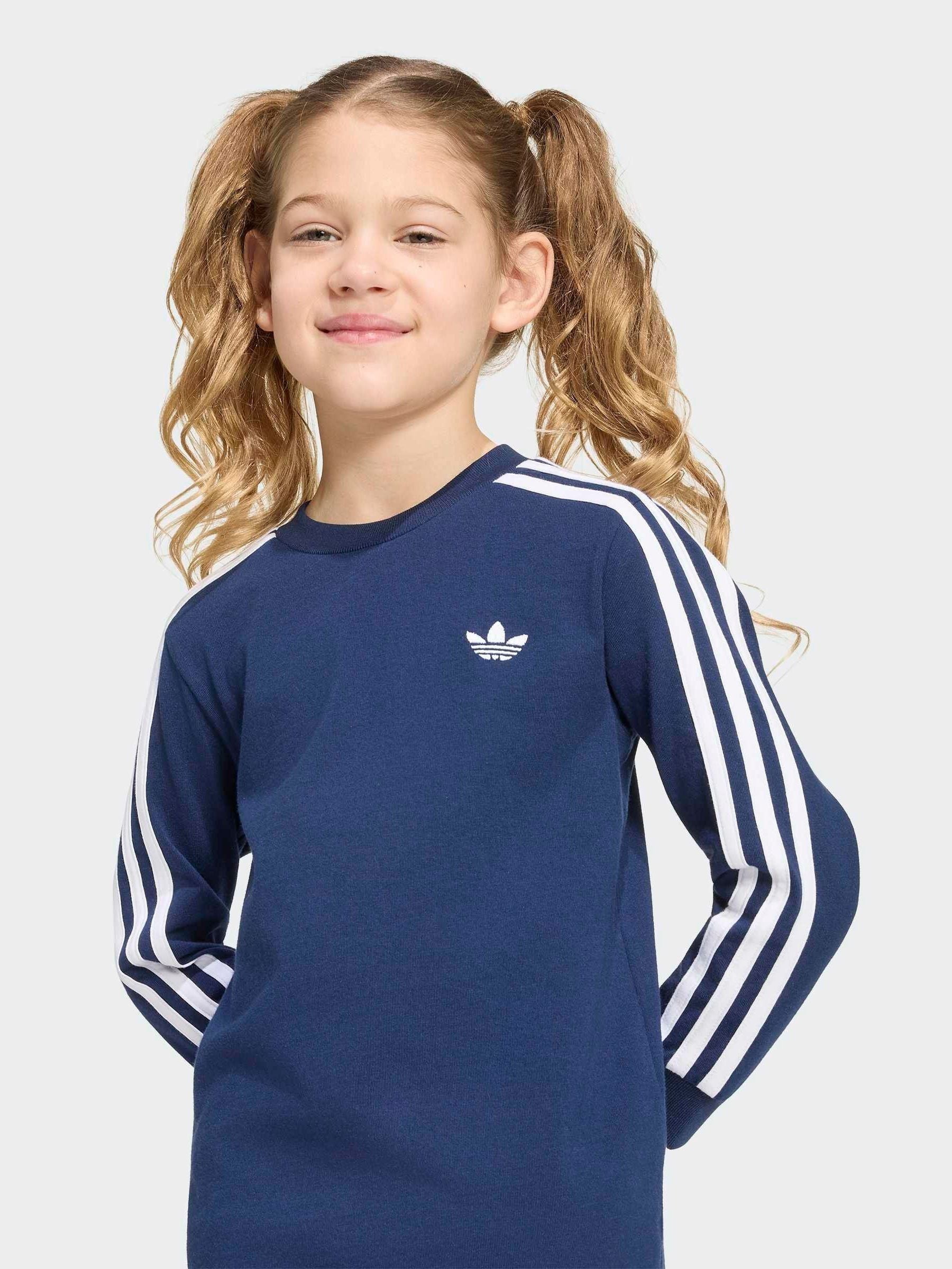 Dsiney Kidz - adidas Originals Blue 3-Stripe Long Sleeve T-Shirt image 4