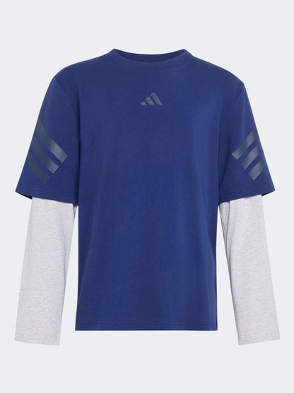 Dsiney Kidz - adidas Blue Future Icons 2-In-1 Long Sleeve T-Shirt image 2