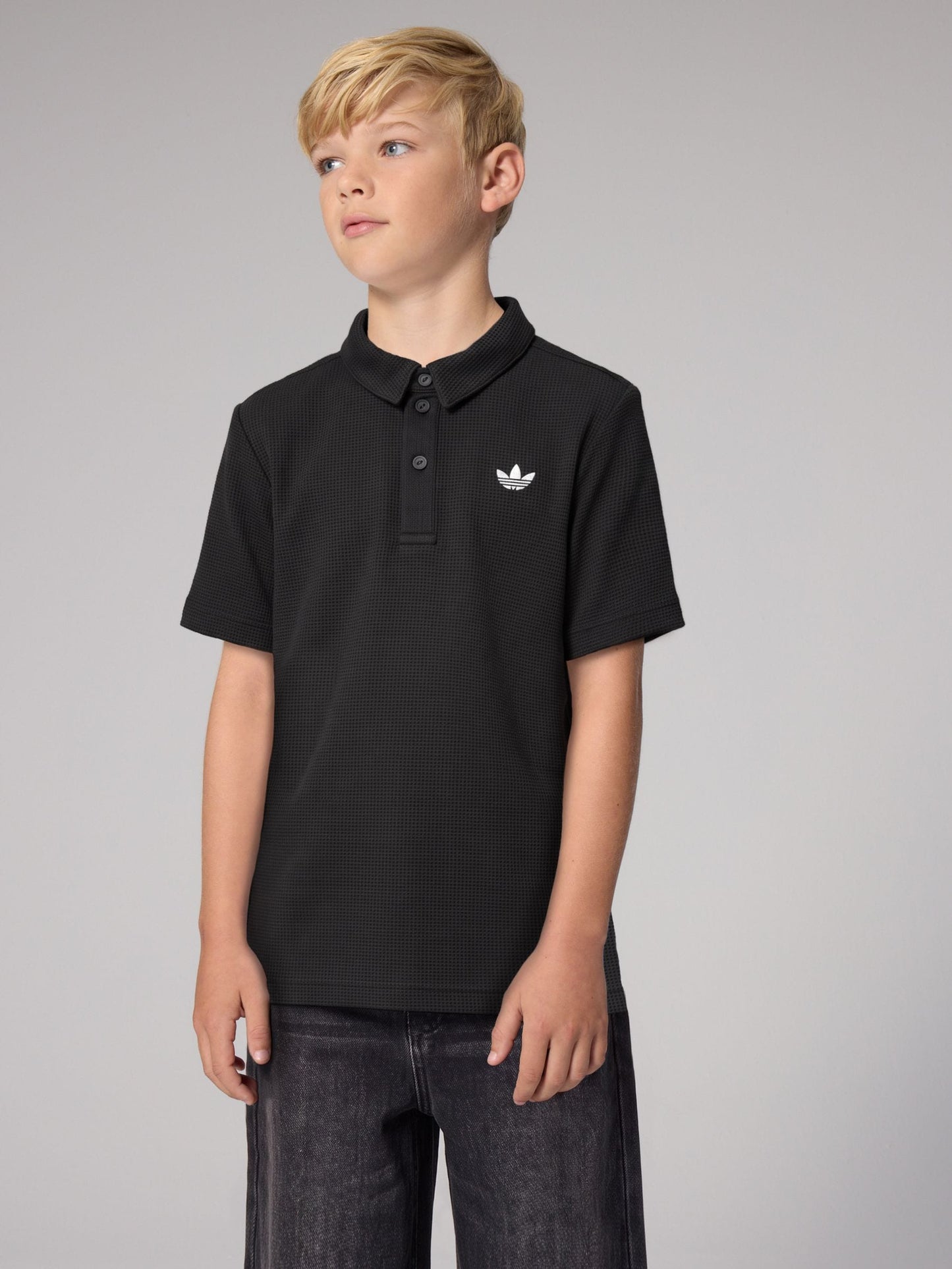 Dsiney Kidz - adidas Originals Black Waffle Polo T-Shirt image 1