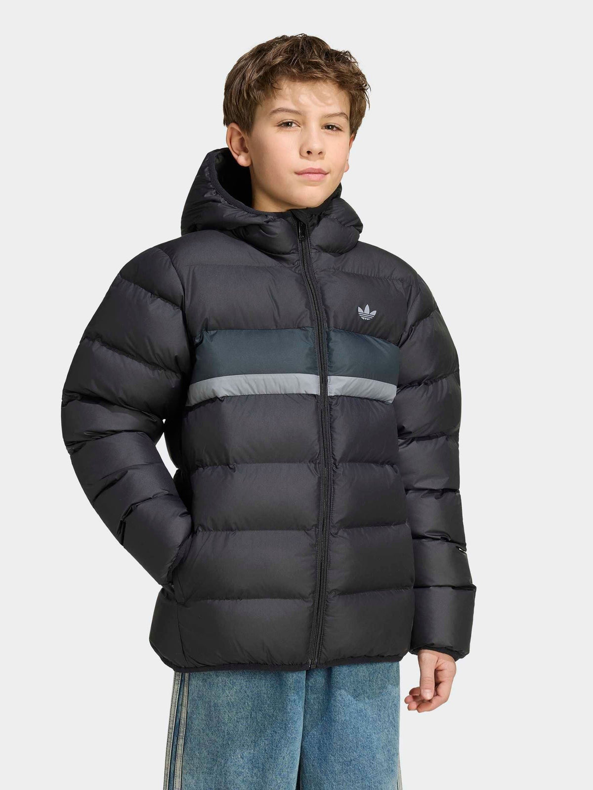 Dsiney Kidz - adidas Originals Black Colour Block Puffer Jacket image 1