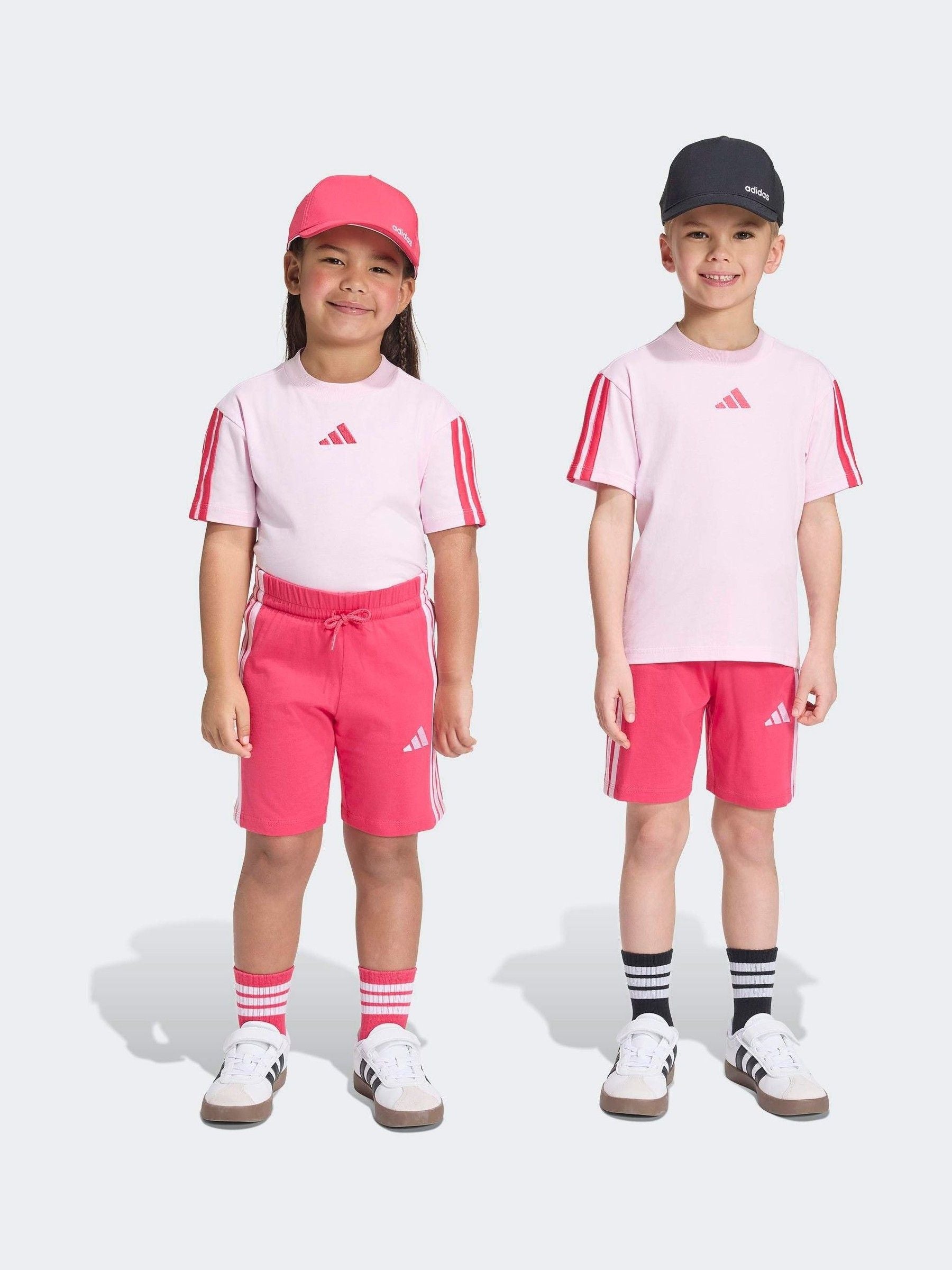 Dsiney Kidz - adidas Pink 3 Stripe Little Kids Top and Shorts Set image 1