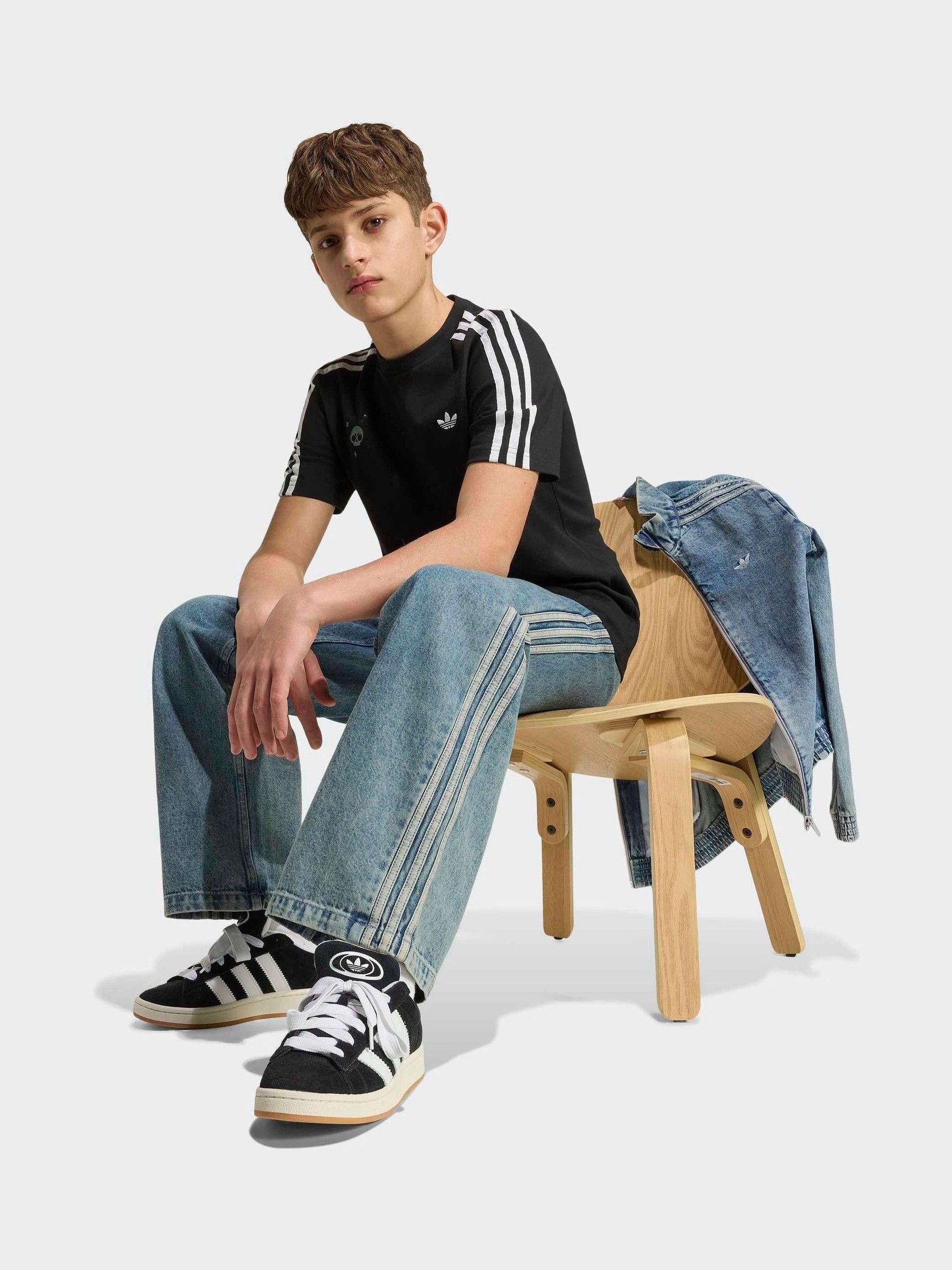 Dsiney Kidz - adidas Originals Black Brawl Stars 3 Stripe T-Shirt image 3