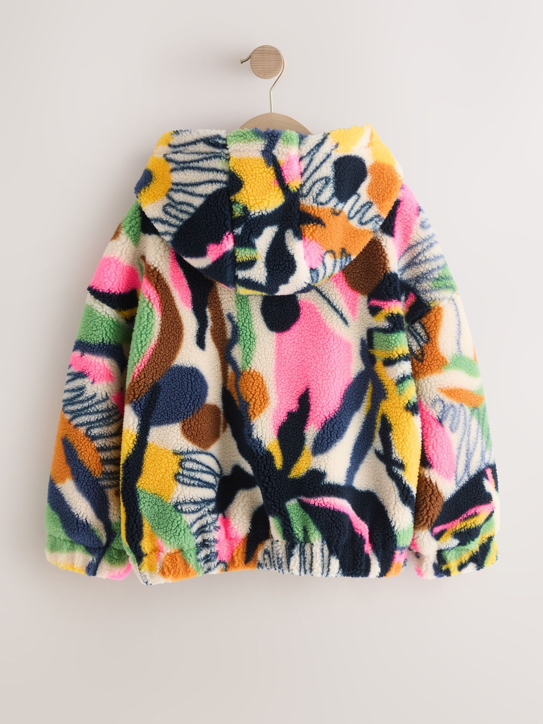 Dsiney Kidz - Abstract Leaf Print Zip Up Hoodied Borg Jacket (3-16yrs) image 6
