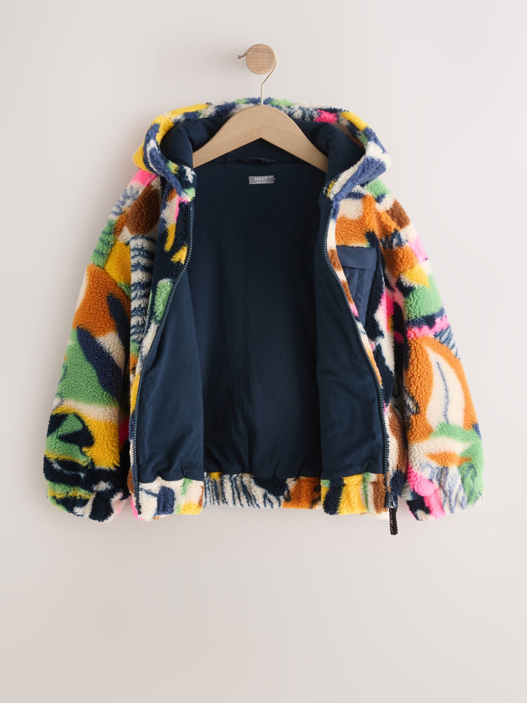 Dsiney Kidz - Abstract Leaf Print Zip Up Hoodied Borg Jacket (3-16yrs) image 7