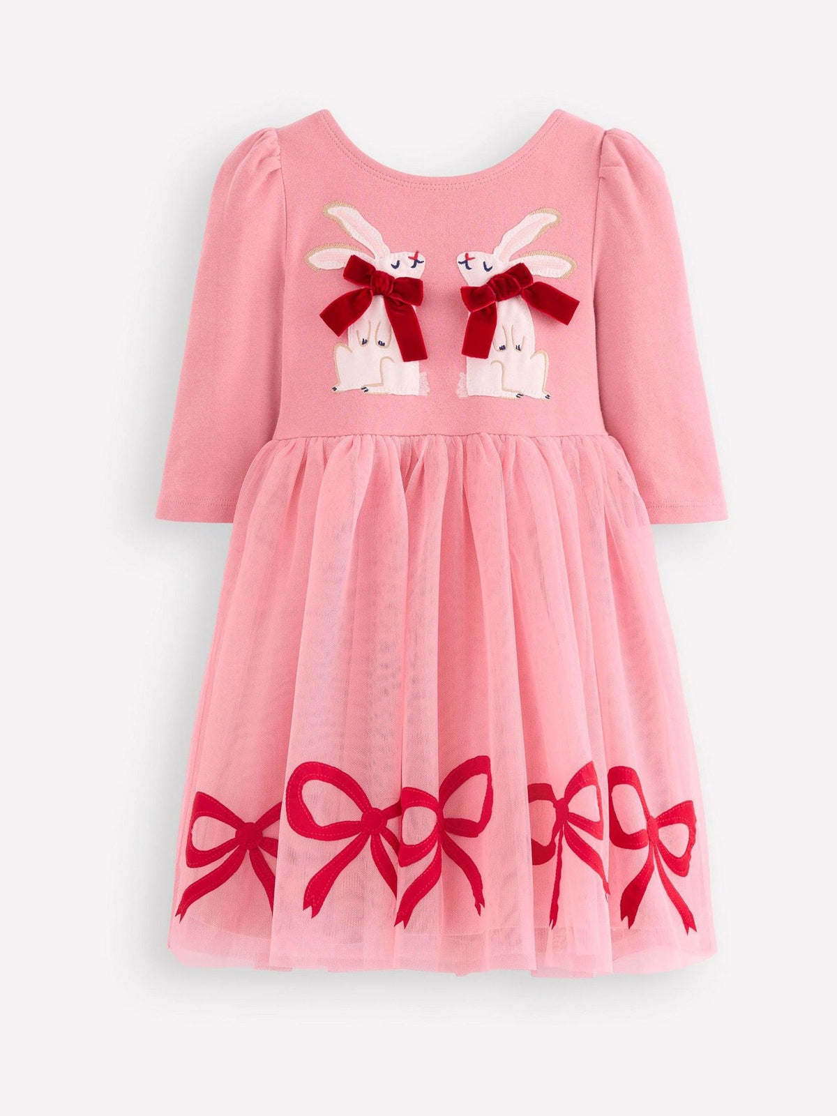 Boden Pink Appliqué Tulle Dress - image 1