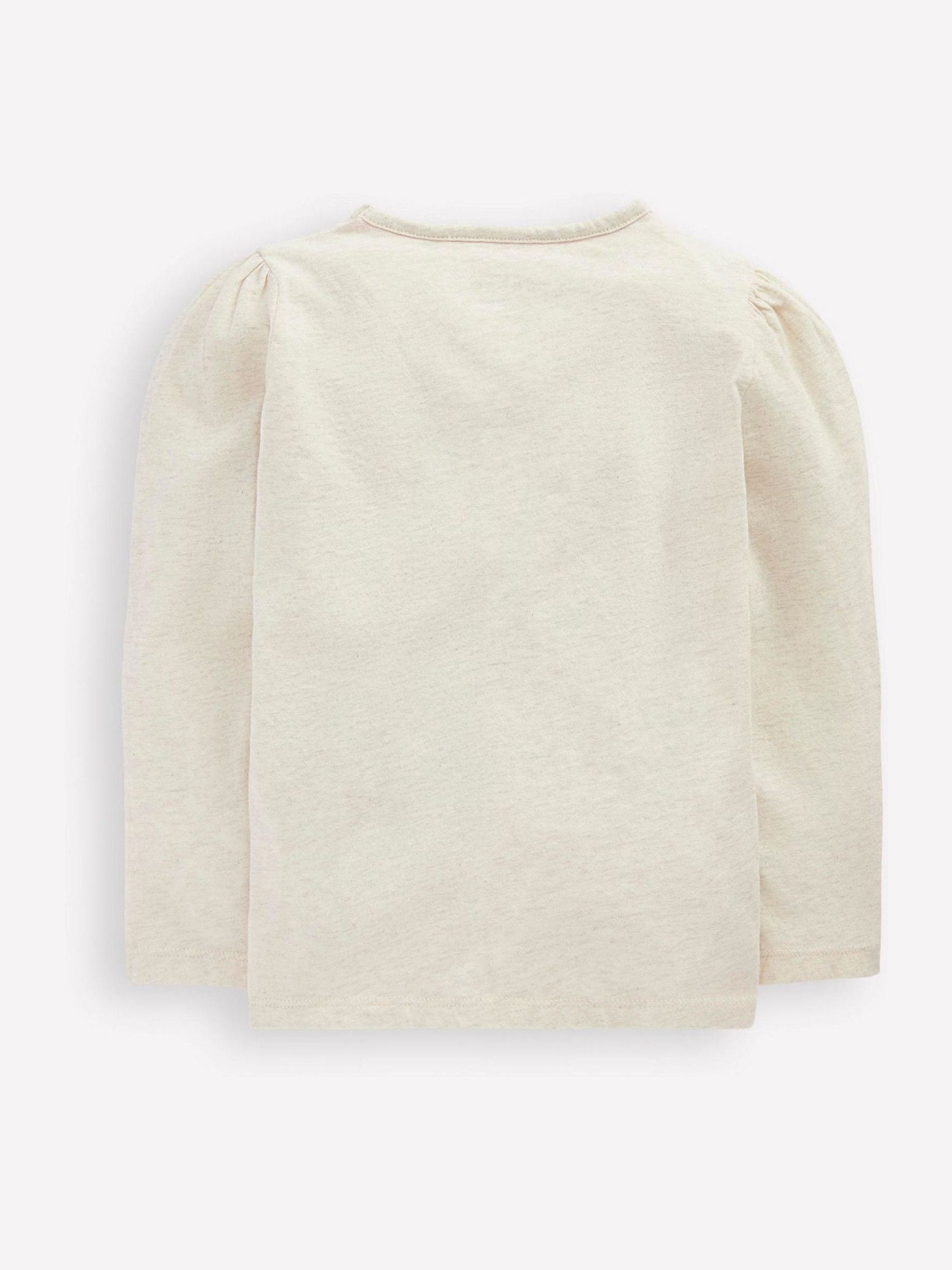 Boden Cream Heart Puff Sleeve Applique T-Shirt image 2
