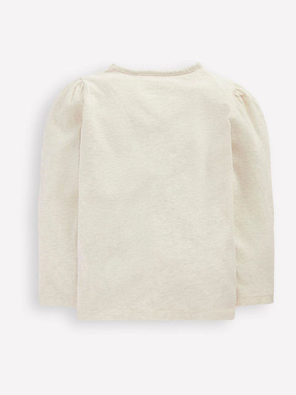 Boden Cream Heart Puff Sleeve Applique T-Shirt image 2
