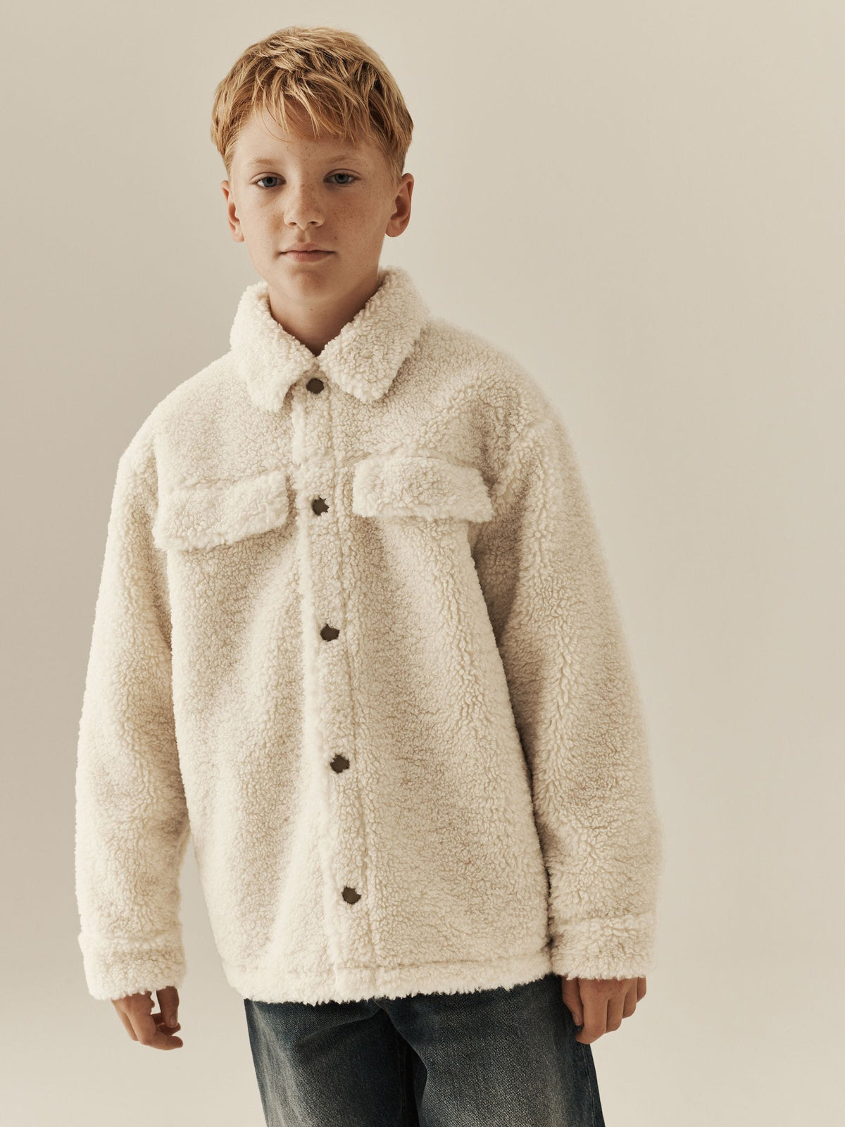 Ecru Borg Fleece Shacket (3-16yrs) - image 2