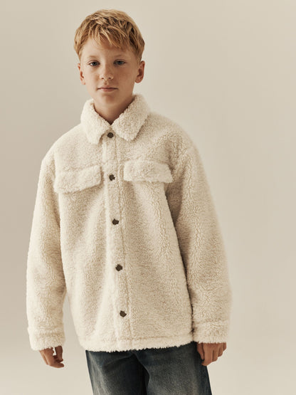 Ecru Borg Fleece Shacket (3-16yrs) - image 2