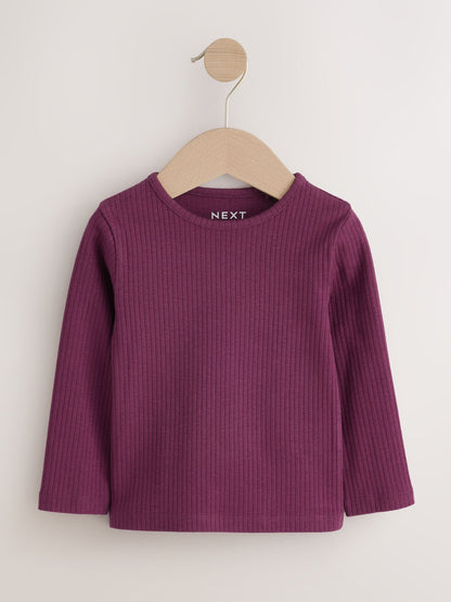 Dsiney Kidz - Purple/Green Long Sleeve Ribbed Tops 5 Pack (3mths-7yrs) image 2