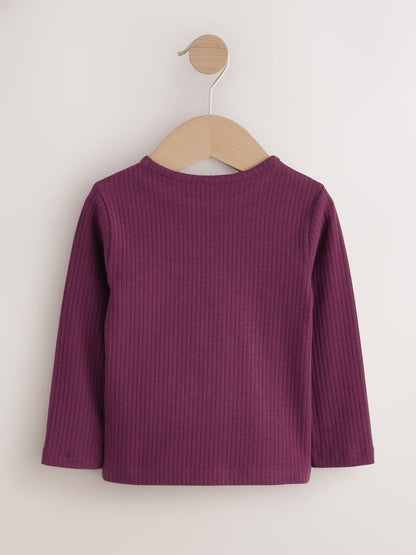 Dsiney Kidz - Purple/Green Long Sleeve Ribbed Tops 5 Pack (3mths-7yrs) image 3