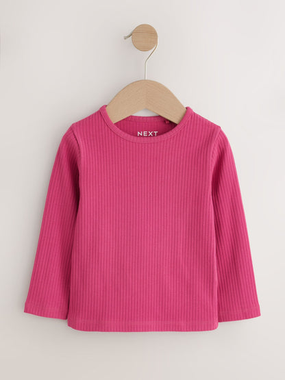 Dsiney Kidz - Purple/Green Long Sleeve Ribbed Tops 5 Pack (3mths-7yrs) image 4