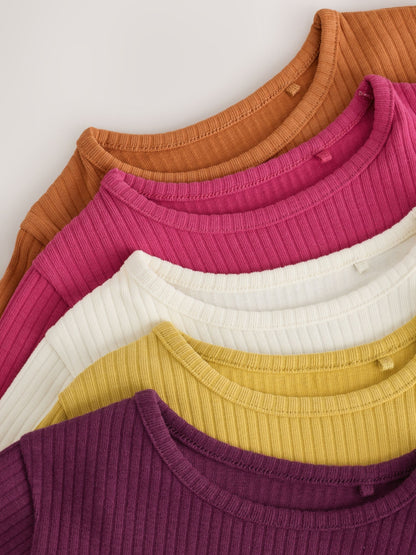 Dsiney Kidz - Purple/Green Long Sleeve Ribbed Tops 5 Pack (3mths-7yrs) image 8