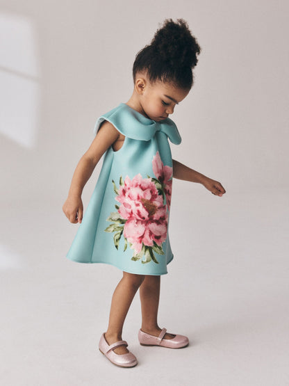 Dsiney Kidz - Green Sleeveless Diamante Scuba Collar Dress (3mths-7yrs) image 1